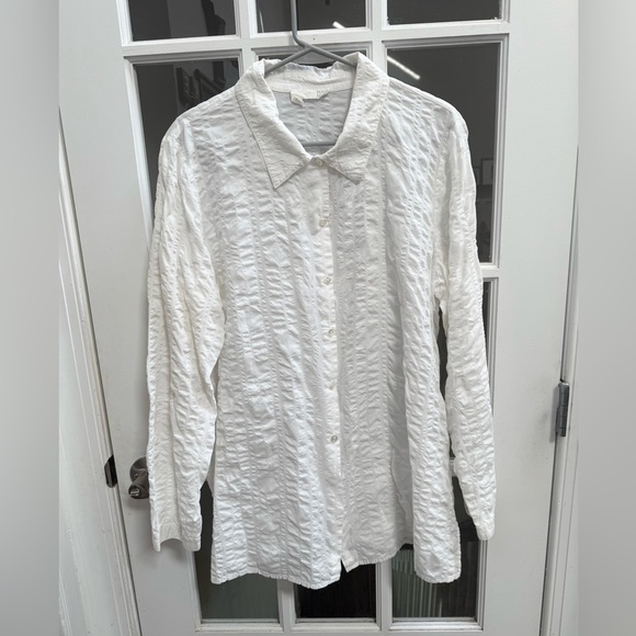 Eileen Fisher White Textured Blouse - Picture 1 of 2